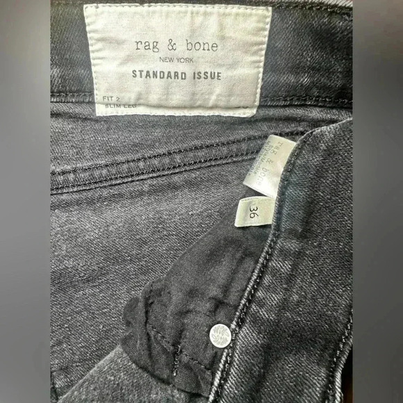 Rag & Bone Standard Issue Fit 1 Extra Slim Black Jean 36 - Picture 7 of 8